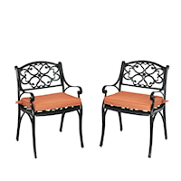 Set of 2 Traditional Outdoor Arm Chairs with Cushions