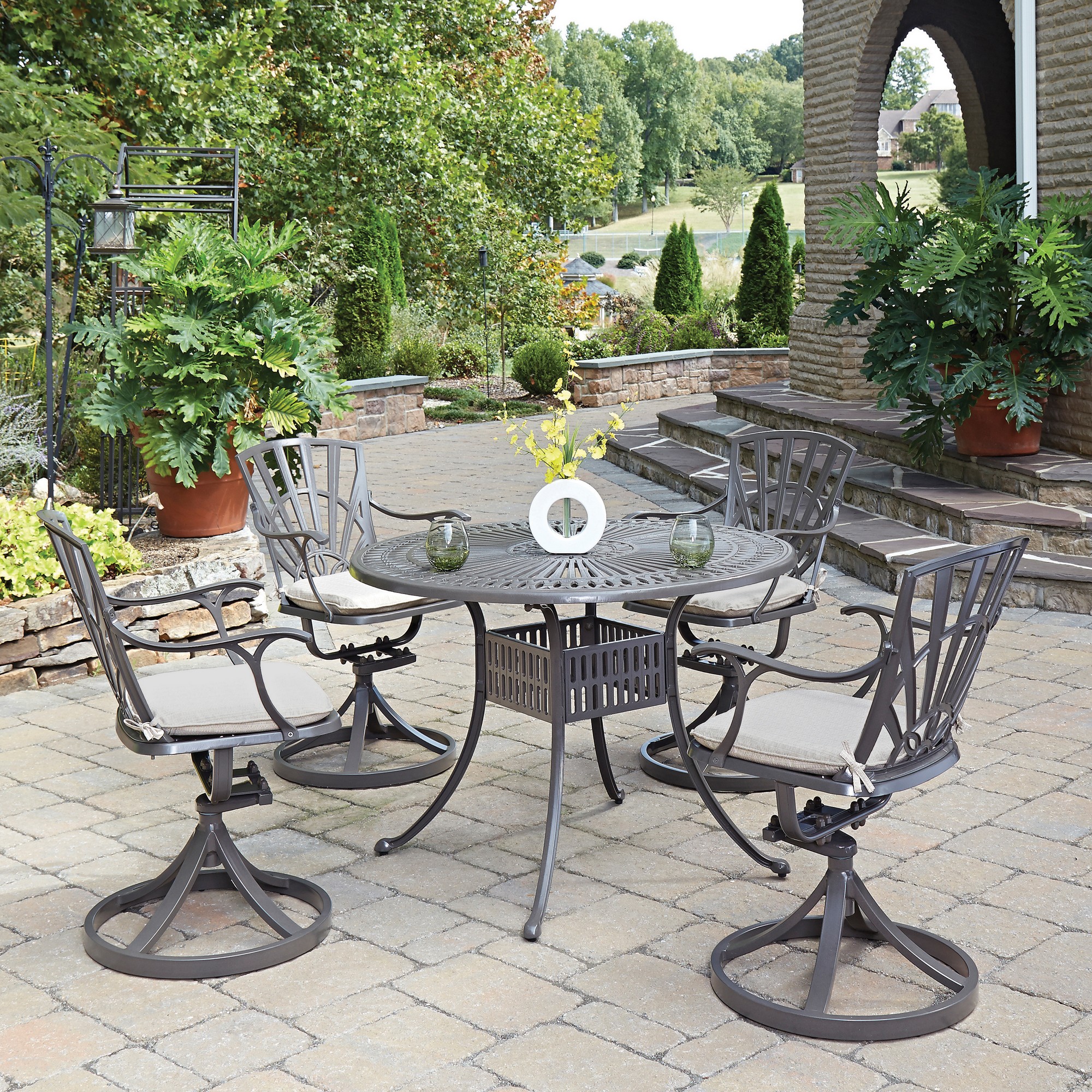 homestyles Largo 5561305 Traditional 5Piece Outdoor Dining Set with Swivel Chairs Value City