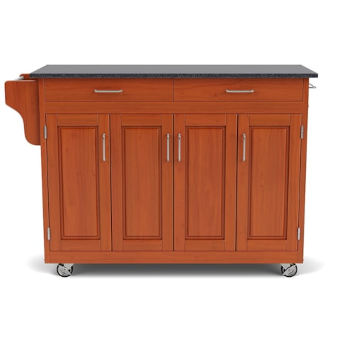 Traditional Kitchen Cart with Cottage Oak Finish with Black Granite Top