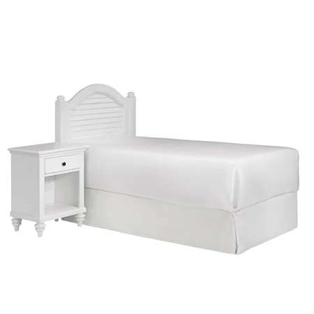 Coastal Twin Headboard and Nightstand Set with Off-White Finish