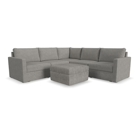 5-Seat Sectional Sofa with Storage Ottoman