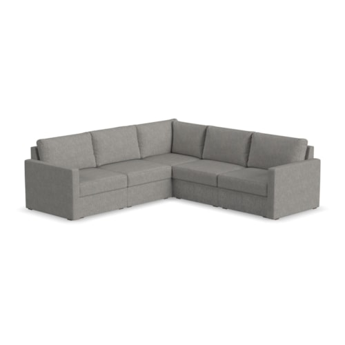 Flex 5-Seat Sectional with Standard Arm - Pebble