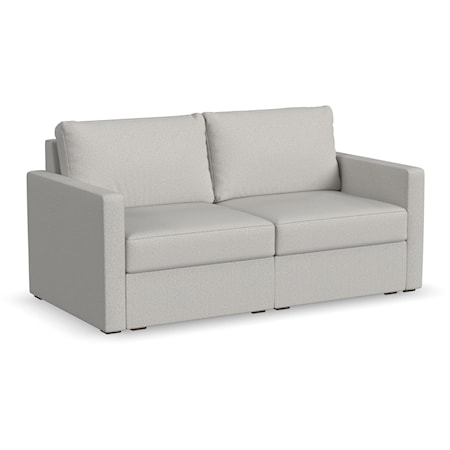 Transitional Loveseat with Track Arms