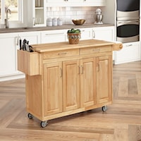 Casual Kitchen Island with Casters and Knife Block