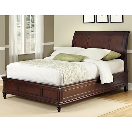 Traditional King Sleigh Bed and Nightstand