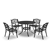 Traditional 5 Piece Outdoor Dining Set with Cast Aluminum Frame