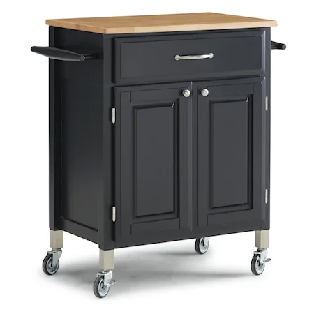 Casual Kitchen Cart with Adjustable Shelf and Casters