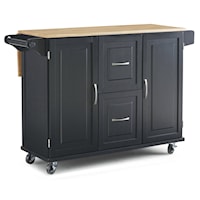 Two Tone Kitchen Island with Large Drop Leaf, Casters, Spice Rack