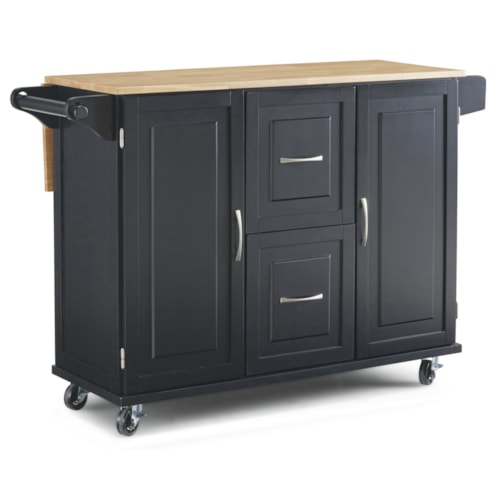 Two Tone Kitchen Island with Large Drop Leaf, Casters, Spice Rack