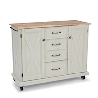 Cottage Style Rolling Kitchen Cart with Solid Wood Top