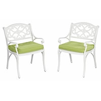 Set of 2 Traditional Outdoor Arm Chairs with Cushions