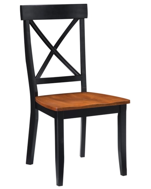 Set of 2 Traditional Two Tone Wood Dining Side Chairs