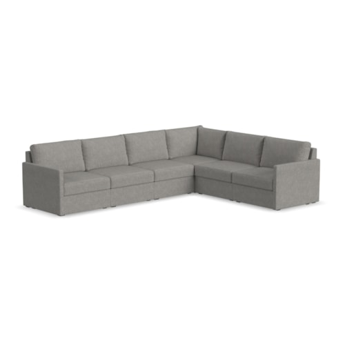 Flex 6-Seat Sectional with Narrow Arm - Pebble