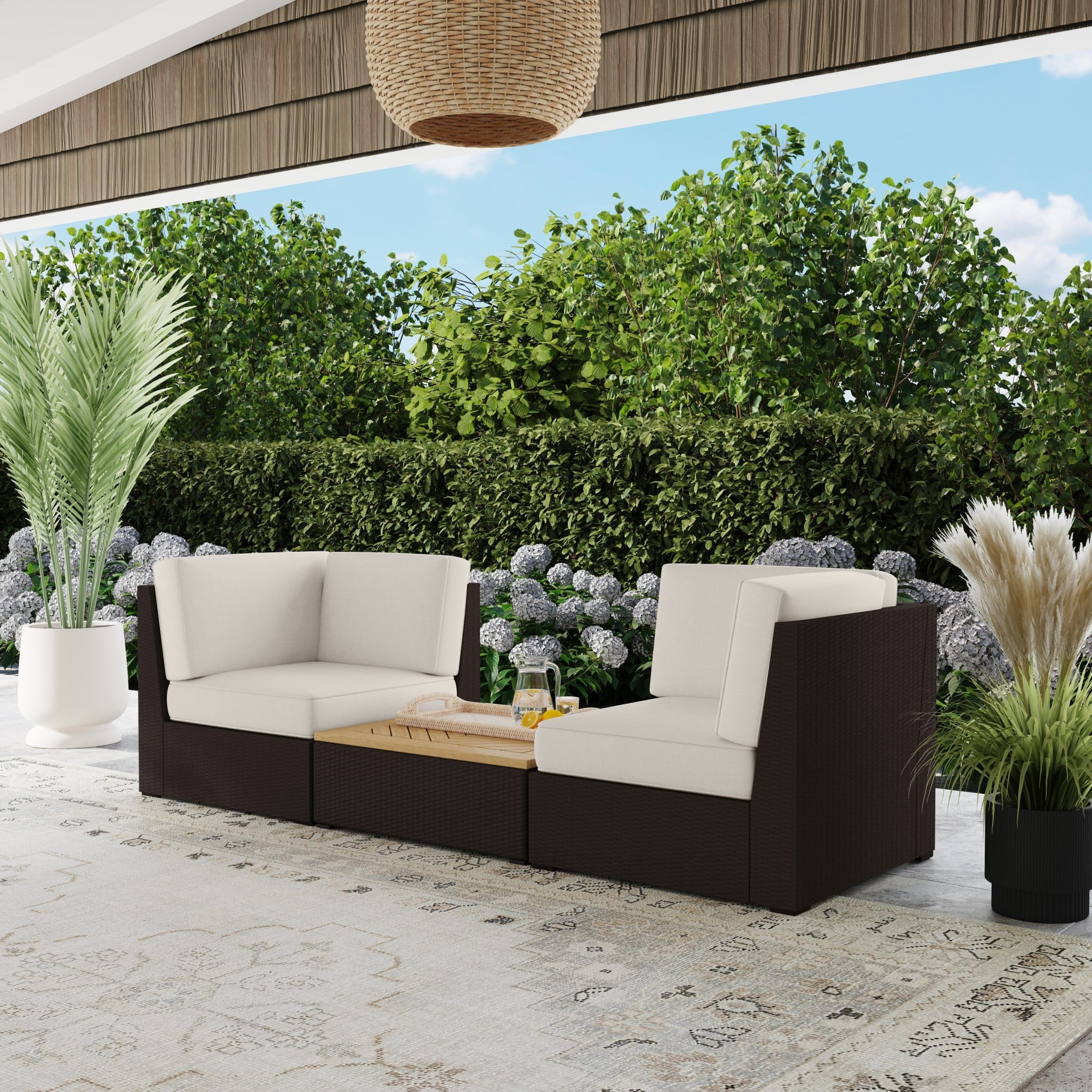 Outdoor Chair Pair with Coffee Table