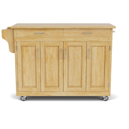 Traditional Kitchen Cart with Brown Finish and Hardwood Top