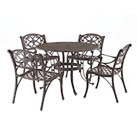 Traditional 5 Piece Outdoor Dining Set with Cast Aluminum Frame