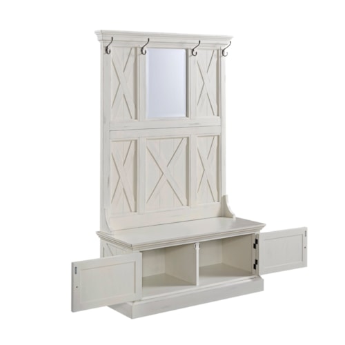 Cottage Style Hall Tree with Cabinet Storage