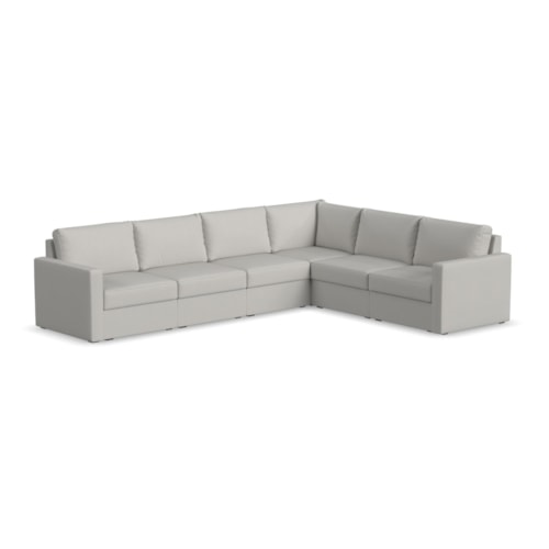 Flex 6-Seat Sectional with Standard Arm - Frost