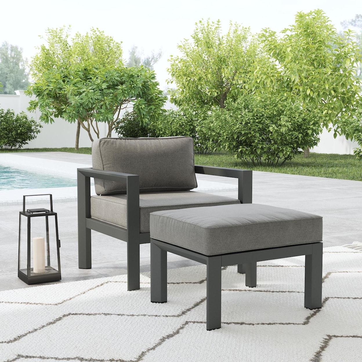 homestyles Grayton Outdoor Chair with Ottoman