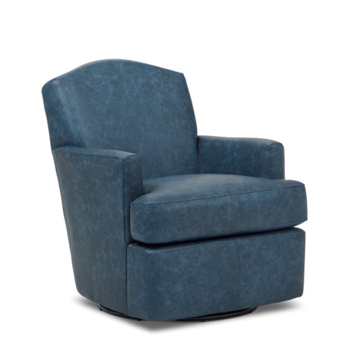 Transitional Leather Swivel Chair with Scallop Back