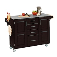 Traditional Kitchen Cart with Black Finish and Granite Top