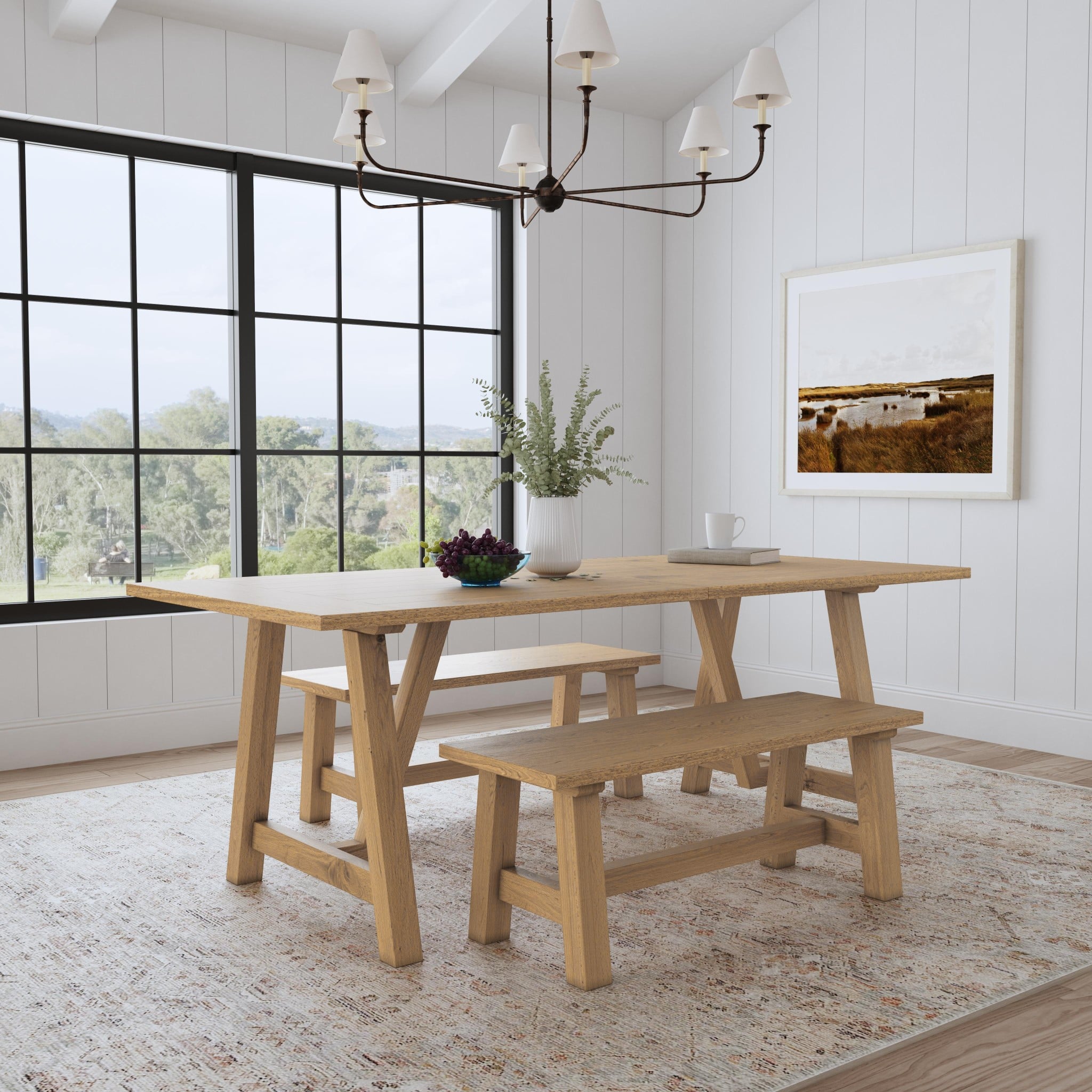 homestyles Trestle Dining Table with Benches