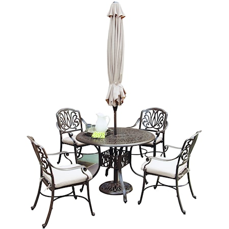 Traditional Outdoor 6-Piece Dining Set with Umbrella