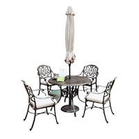 Traditional Outdoor 6-Piece Dining Set with Umbrella