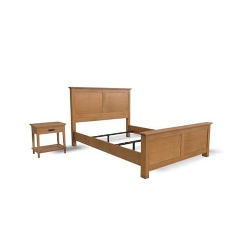 Casual Queen Bed and 1-Drawer Nightstand Set
