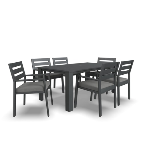 Contemporary Outdoor 7-Piece Dining Set with 2" Umbrella Hole
