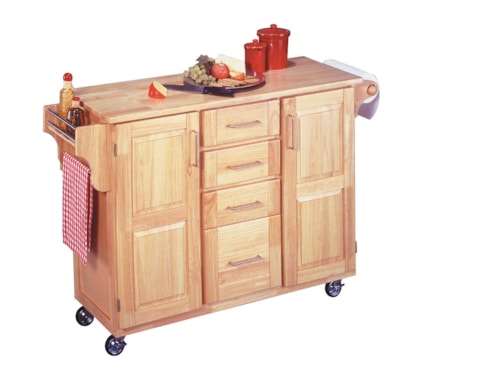Casual Kitchen Island with Casters and Drop Leaf