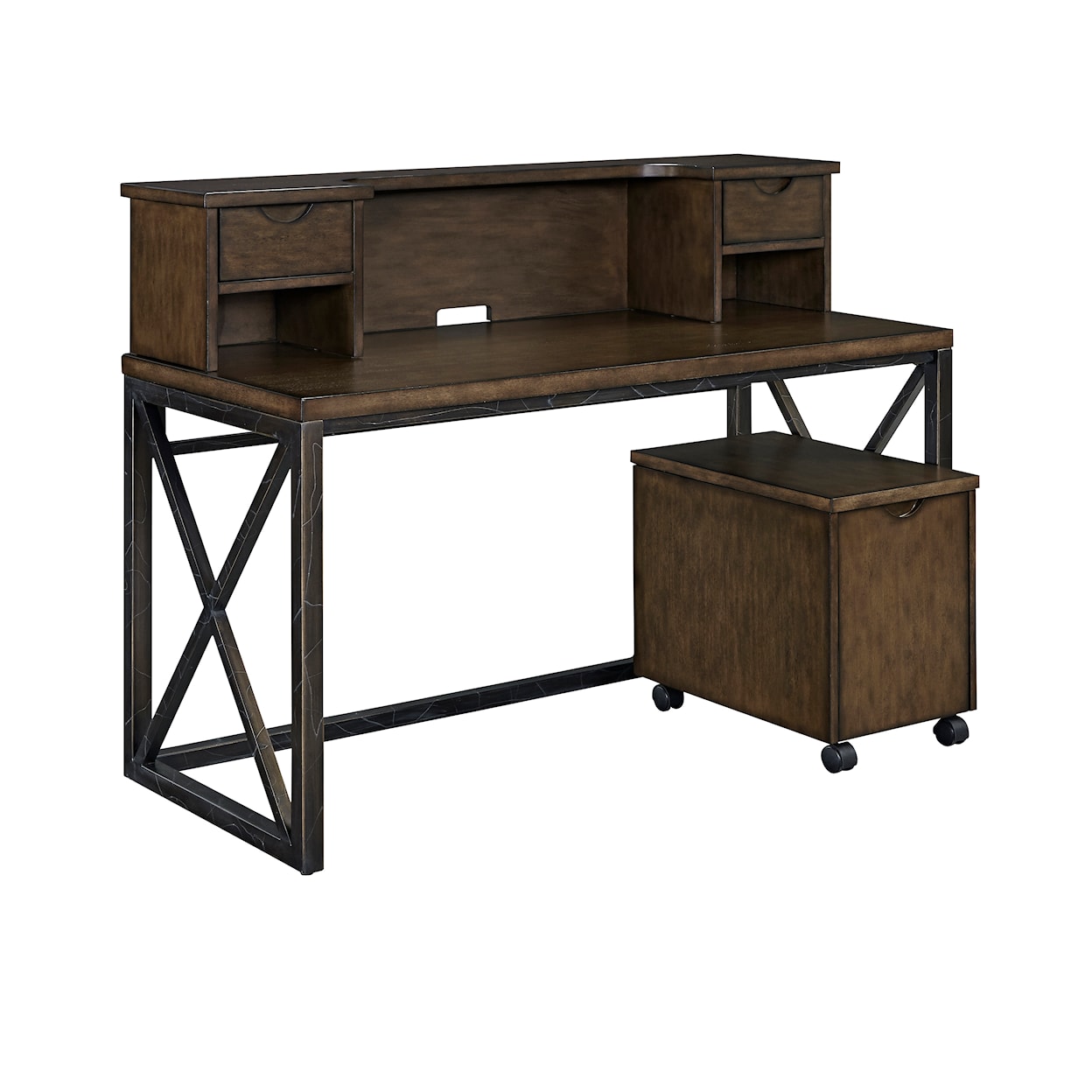 homestyles Xcel Desk with Hutch and File Cabinet