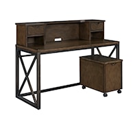 Contemporary Desk with Hutch and File Cabinet