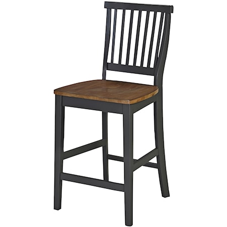 Traditional Counter Height Bar Stool with Gray Finish