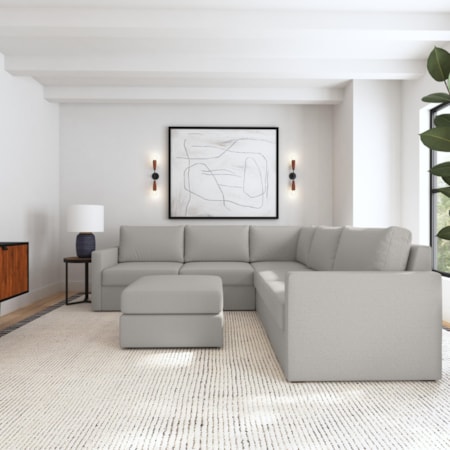 5-Seat Sectional Sofa and Ottoman