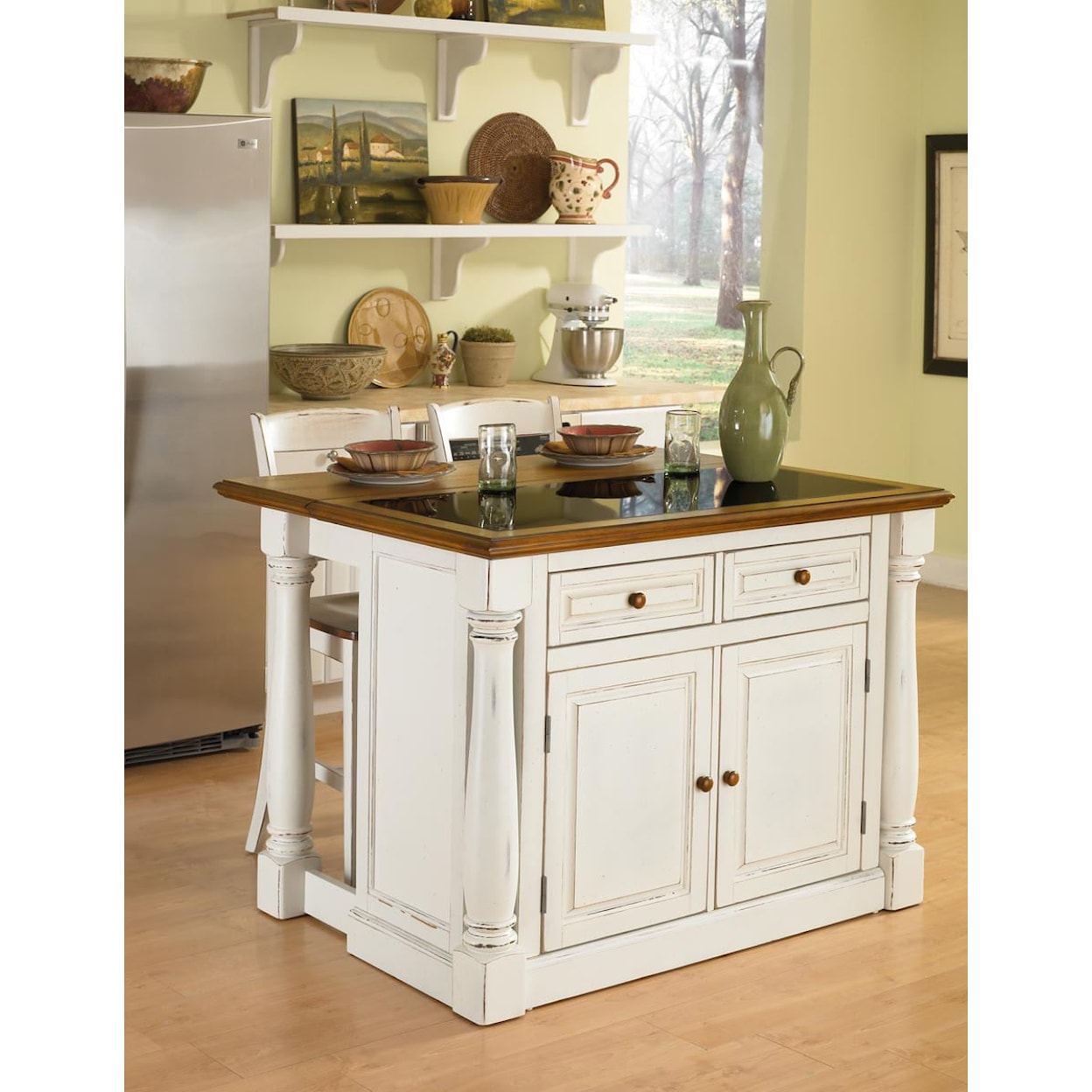 homestyles Monarch Kitchen Island with Stools