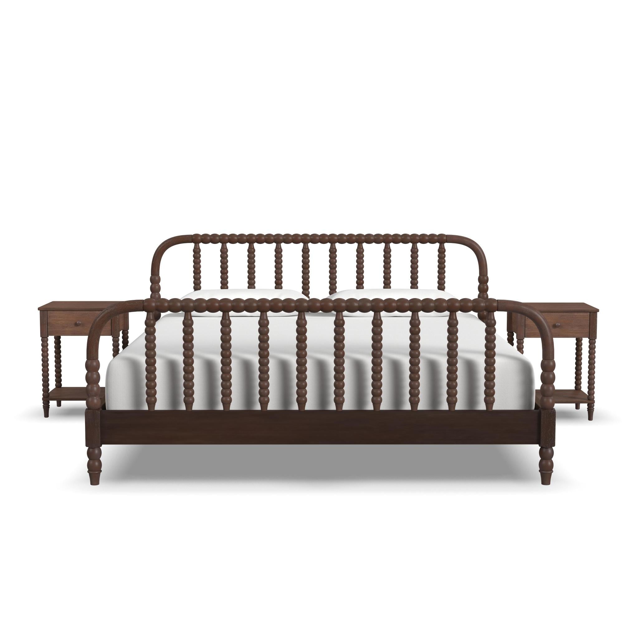 King Spindle Bed and Two Nightstands