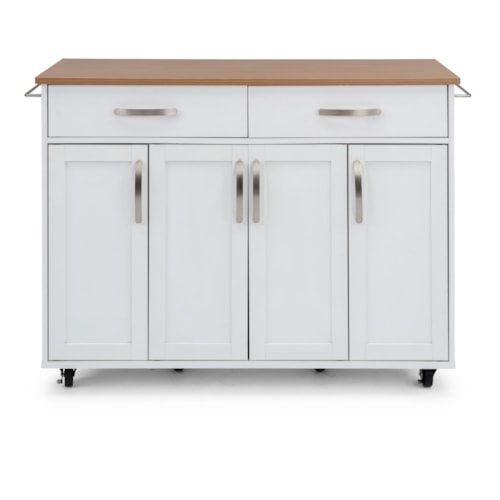 Traditional Kitchen Cart with Birch Wood Finished Laminate Top