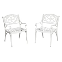 Set of 2 Traditional Outdoor Arm Chairs with Cast Aluminum Frame