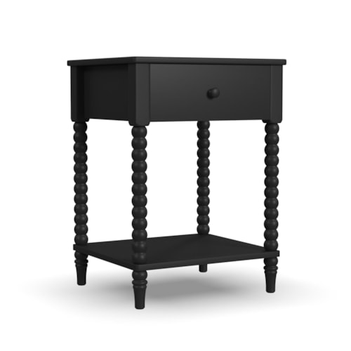 Transitional 1-Drawer Nightstand with Lower Shelf
