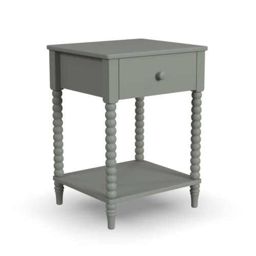 Transitional 1-Drawer Nightstand with Lower Shelf