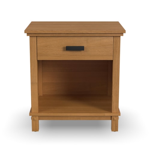 Casual 1-Drawer Nightstand with Shelf