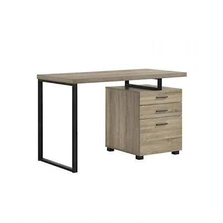 Contemporary Desk with 3 Drawers and Black Metal Base