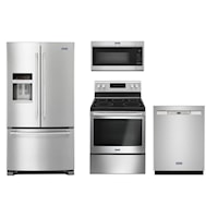 Maytag 4 pc Stainless Steel Appliance Set - Refrigerator, Dishwasher, Range, Microwave