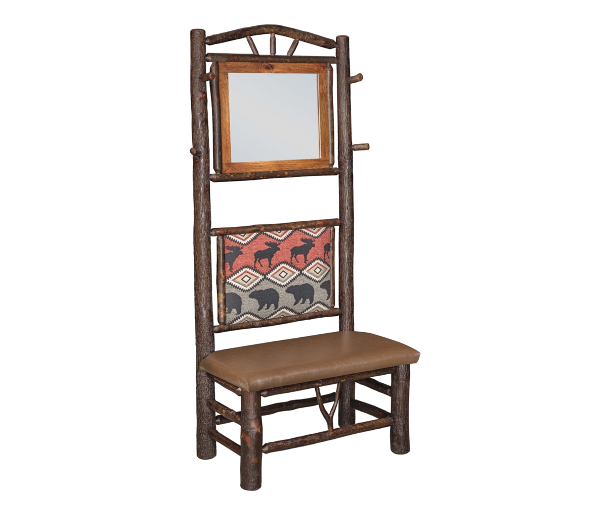 Hall Bench W/Mirror And Coat Hooks