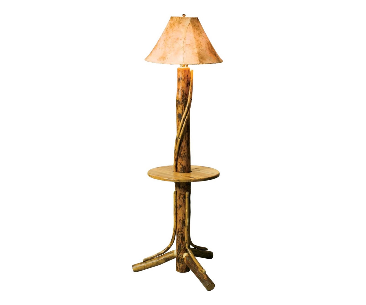 Floor Lamp With Shelf &amp; Lambskin Shade