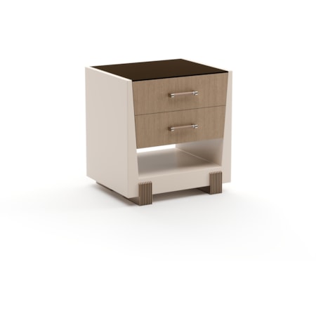 Smoked-Glass Top Compact Nightstand