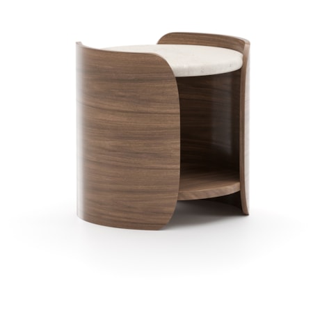 19" Stone-Top Side Table w/Wood Shelf
