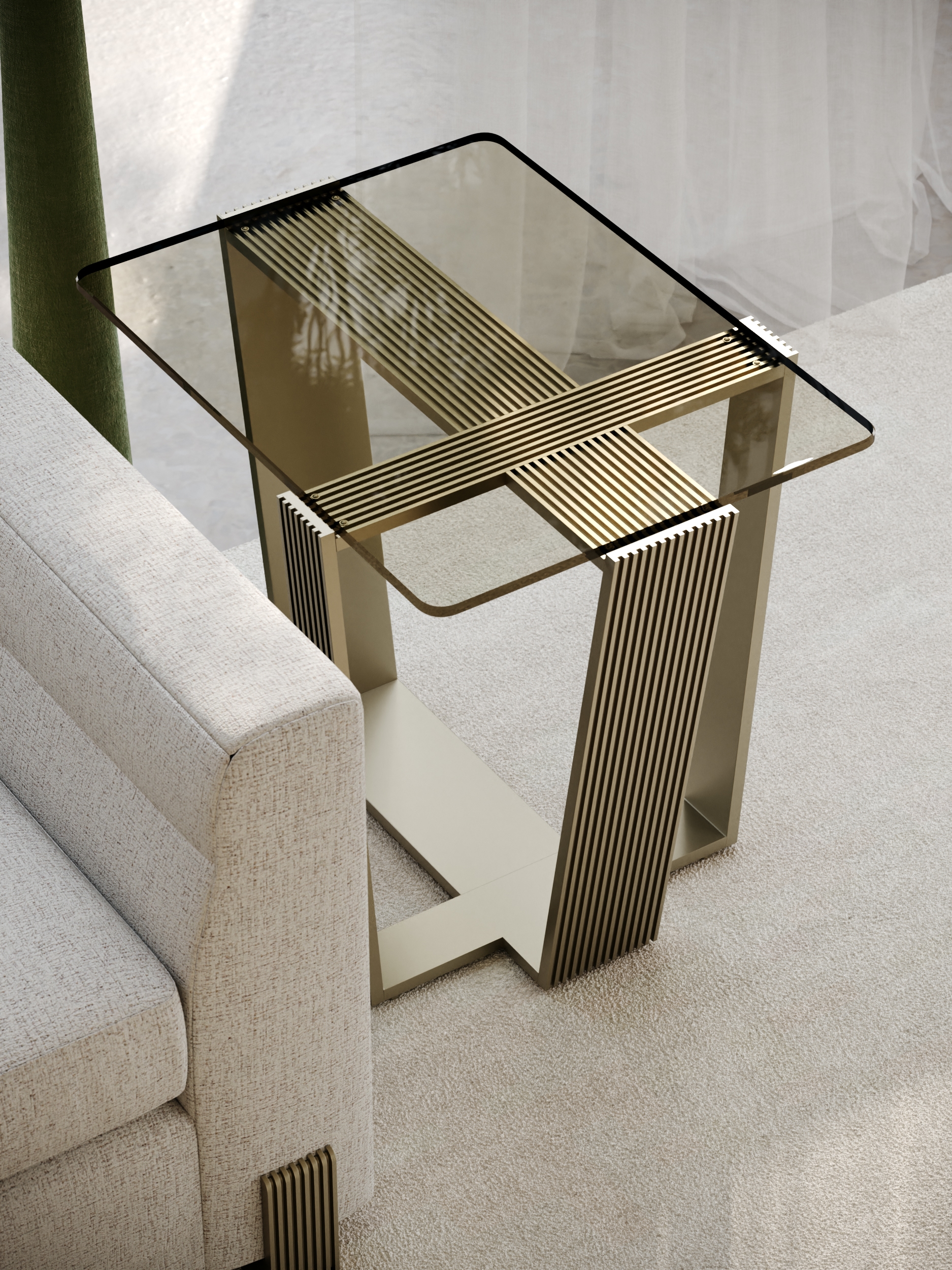 Caracole Caracole Classic Smoked Glass-Top Side Table