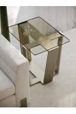 Caracole Caracole Classic Contemporary Smoked Glass-Top Side Table with Brushed Gold Detailing
